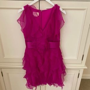 🍀 Marchesa Notte 100% Silk Magenta Cocktail Dress
